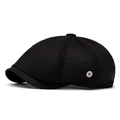 Classic black newsboy cap for men and women with silver fashion metal buckle decoration - Black