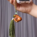 Handcrafted sandalwood rabbit pendant with green silk tassel and intricate hollow design - Sandalwood Lucky Rabbit Style (20) / Approx. 3.3x3.5cm - Without Aroma Pill