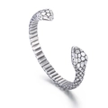 Bracciale rigido argento vintage con doppia testa di serpente e squame realistiche - Stile a Doppia Testa di Serpente (KB163988-KJX) / Argento