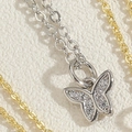 Sparkling silver butterfly pendant necklace with micro-pave zircons for women - Small Butterfly / Platinum Color