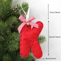 Red felt Christmas tree ornament letter K with plaid bow and gold bell hanging - K-Bell