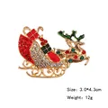 Christmas reindeer sleigh brooch with rhinestones and enamel on white background - Sleigh Reindeer