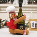 Housse de bouteille de vin chef pain d'épice avec gilet rouge pour décor de Noël - Bonhomme de Pain d'Épice Mâle Hugger de Bouteille de Vin