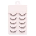 Five pairs of natural black false eyelashes in a pink plastic tray with hanging hole - 4123 Model - 5 Pairs