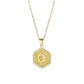 Golden hexagonal necklace with letter O pendant and beaded edges for women - Letter O