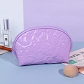 Y2K style purple heart-embossed cosmetic bag with reflective finish and smooth zipper - Shell / Purple