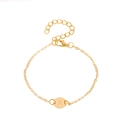 Minimalist gold link bracelet featuring a round pendant with engraved letter A - Letter B (AZS357-2-B)