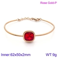Rose gold minimalist stainless steel bracelet with square red zircon and extension chain - Rose Gold Red Stone