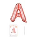 Roségoldener Folienballon Buchstabe A für Geburtstagsdeko mit Verpackung und Strohhalm - Buchstabe A / Roségold