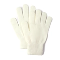 Winter warm knitted gloves in off-white featuring elastic ribbed cuffs for men and women - One Size / White