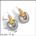 Tweekleurige U-vormige goud-zilveren oorbellen, maat 15,5 mm en gewicht van 12,2 g - Goud en Zilver Tweekleurige Stijl (TE60012-1)