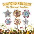 6-pack of colorful DIY diamond painting suncatchers with crystal prisms and sun star motifs - DZ-22 Radiant Star & Flower