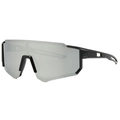 Cycling sunglasses with black lightweight frame and dark grey polarized lenses - One-piece Sports Style (89377) / Black Frame Silver Mirror