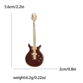 Brown and gold enamel guitar brooch pin for clothes with detailed size and weight dimensions - Coffee
