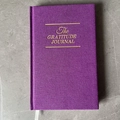 A5 purple linen fabric gratitude journal with gold foil lettering and silk ribbon - Purple