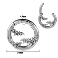 Silver stainless steel bat hoop body jewelry with 34mm outer diameter and 4.4mm thickness - Silver Bat