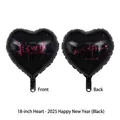 Palloncino a cuore nero da 18 pollici con stampa rosa Happy New Year 2025 - Palloncino a Cuore - Felice Anno Nuovo Nero
