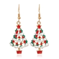 Christmas tree drop earrings in gold alloy with festive red and green enamel details - Christmas Tree #9