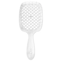Transparent hollow grid massage comb for hair styling and detangling in clear finish - Transparent Handle - White