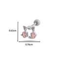 Puce d'oreille chat en argent avec zircons roses et dimensions de 0,76 cm x 0,63 cm - Style Casque Chat (2# Argent)