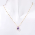 Collana dorata placcata 18k con ciondolo a goccia in zirconia viola brillante - Giugno Alessandrite