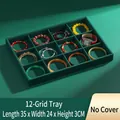 12-grid dark green velvet jewelry tray organizer for rings and earrings 35x24x3cm - 12-Grid Tray