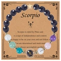 Scorpio zodiac bracelet with blue sandstone and natural beads on a decorative card - Scorpio
