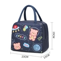 Navy blue space bear insulated lunch bag with waterproof fabric and top handle - Fun Space Bear Cute