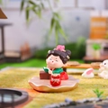 Cute Tang Dynasty girl figurine reading on lotus leaf Chinese home decor - Reading Book