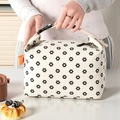 Thermo-Lunchtasche aus Cord mit schwarzem Blumenmuster und verstellbarem Schnallengriff - Weiße Blume