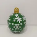 Inflatable 60cm green Christmas ball with white snowflake prints and golden top handle - Full Green Snowflake
