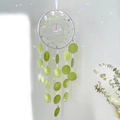 Nordic shell wind chime dreamcatcher with green shell pieces and crescent pendant - Green