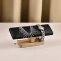 Solid wood jewelry display stand with black velvet bar for watches and necklaces - 1-Tier Solid Wood Bracelet Stand-Black PU