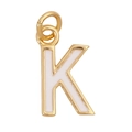 Golden letter K pendant with white enamel inlay for customized jewelry necklaces - White - Letter K