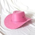 Hellrosa Western Cowboyhut aus Wildlederimitat mit geflochtenem Seil und Rollrand - M / Rosa