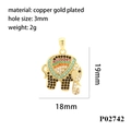 Detalles de un colgante de elefante de cobre bañado en oro 18K con circonitas de colores - P02742-Elefante de Colores