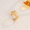 Minimalist 18K gold plated stainless steel open ring with continuous flower pattern - Continuous Flower / Gold