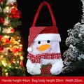 Christmas snowman gift bag with red knit scarf and plush fabric, size 22x29cm - Red White Knitted Hooded Handbag Snowman