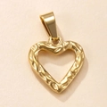 Golden heart pendant with unique hammered texture for DIY necklace and jewelry making - Gold Hollow Hammered Heart Pendant
