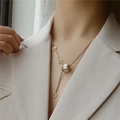 18K rose gold titanium steel necklace featuring a white cylindrical charm pendant - Large Cylindrical Style (8911) / Gold