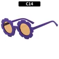 Kids flower-shaped sunglasses in vibrant purple with translucent orange lenses - Dark Purple Frame Brown Lens