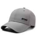Gorra de béisbol gris de secado rápido con bordado SPIRIT y ventilación láser - Ajustable / Gris claro
