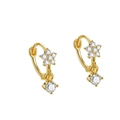 925 silver gold plated flower hoop earrings with sparkling cubic zirconia drops - ERH136 Gold Plated