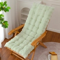 Thick light green rabbit fur long seat cushion with quilted texture for lounge chairs - Green