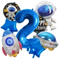 Detailset aus Weltraum-Astronautenballons und Raketenfolien für den 2. Geburtstag - Astronaut Weltraum Nummer 2