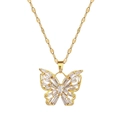 Luxuriöse Schmetterling-Halskette in Gold-Finish mit funkelnden Zirkonia-Kristallen - Goldener Schmetterlingsanhänger (E323)