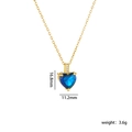 Blue heart necklace in gold plating with zirconia accents, size 16.8mm x 11.2mm - Dark Blue