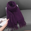 Purple scarf with colorful polka dots and fringe details draped on a leather sofa - 68-180CM / Purple