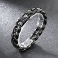 Pulsera de cadena cubana negra de acero inoxidable pulido con cierre de mosquetón - Negro (KB204569-KJX)