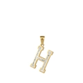 Pendentif lettre H en acier inoxydable doré orné de cristaux brillants pour femmes - Lettre H